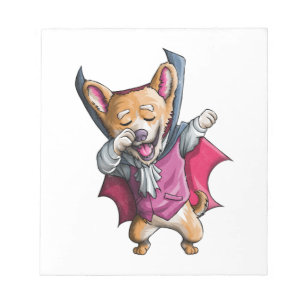 Bloco De Notas Corgi Vampiro Dabbing Cute Corgi de Halloween Dive