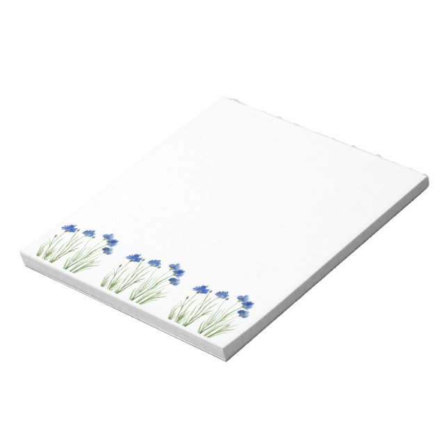 Bloco De Notas Cornflower Flores azuis aquarela (Invertido)