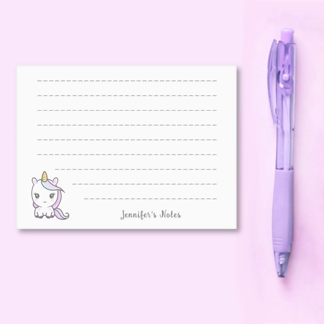 Bloco De Notas Corno de Unicórnio (Cute Unicorn Post-it Notes)