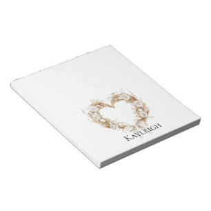 Bloco De Notas Coroa Floral em Formato de Coração Creme