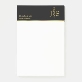 Bloco De Notas Corrida Clássica de Asclepius Dourada na Medicina