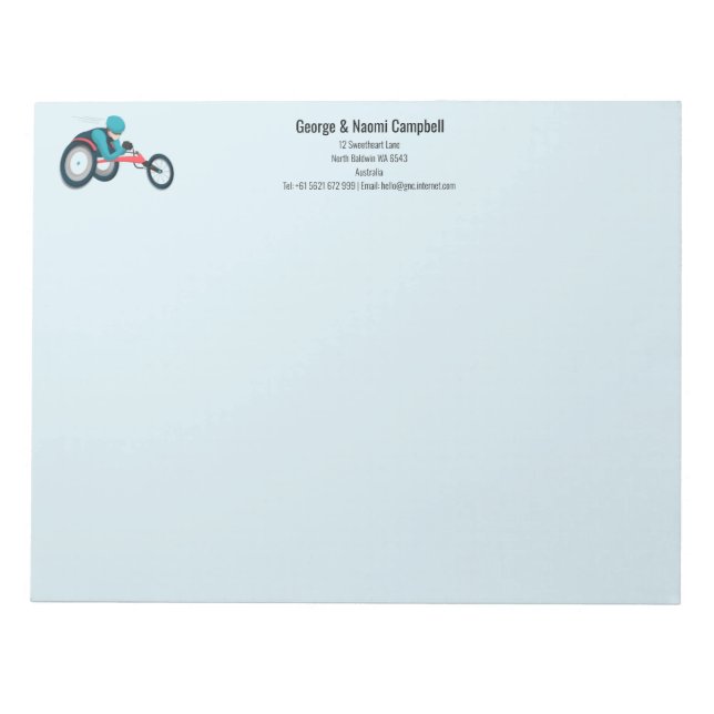 Bloco De Notas Corrida em cadeira de rodas (Frente)