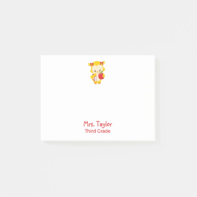 Bloco De Notas Coruja amarela encantadora (Frente)