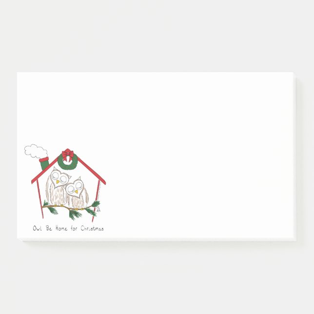 Bloco De Notas Coruja de Natal Fica em Casa Fofa (Frente)