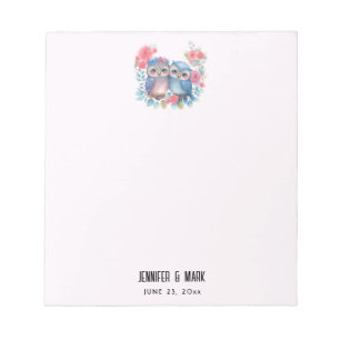 Bloco De Notas Corujas no Amor Sentadas em um Ramal de Árvore