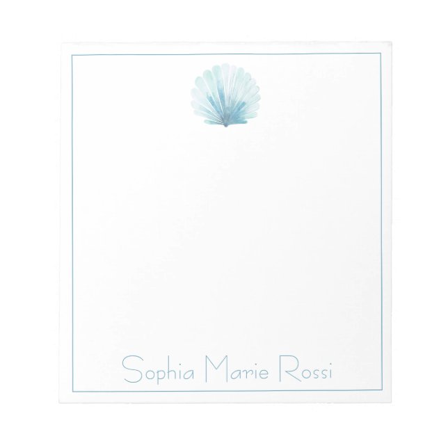 Bloco De Notas Costeira Aqua Scallop Seashell Personalizada (Frente)