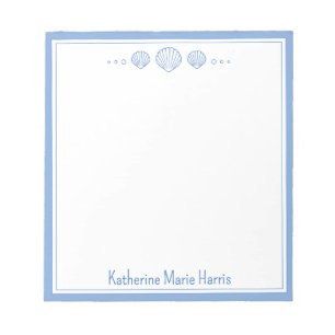 Bloco De Notas Costeira Azul e Scallop Shells Personalizados