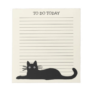 Bloco De Notas Costume preto legal do gato do gatinho alinhado
