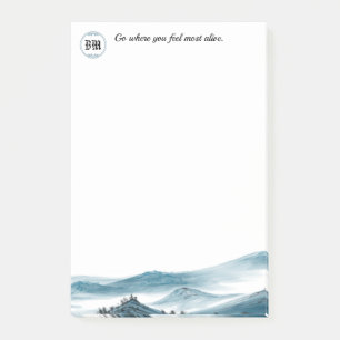 Bloco De Notas Cota Positiva do Monograma de Vista Branco Azul
