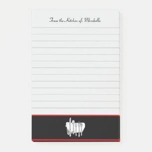 Bloco De Notas Cozinha Personalizada de Posto Vermelho Preto