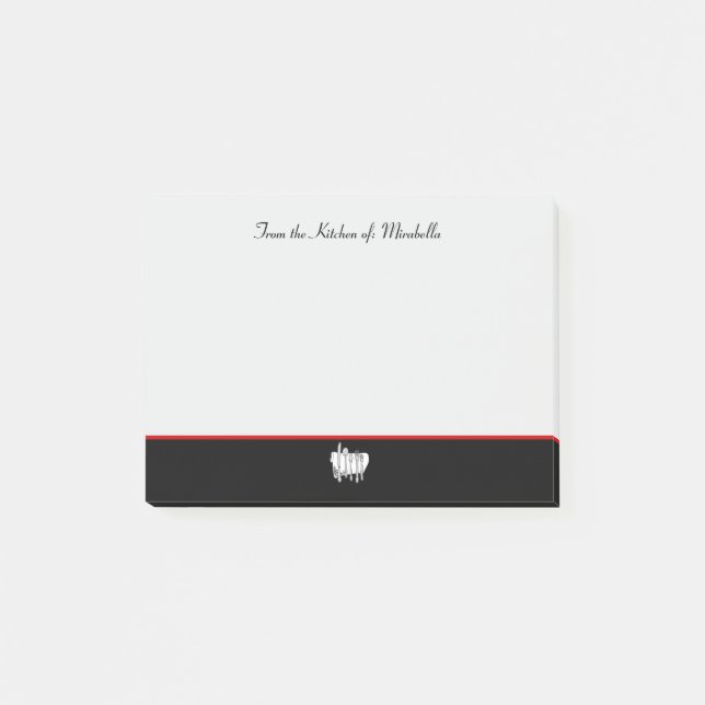 Bloco De Notas Cozinha Personalizada Elegante do Silverware Posta (Frente)