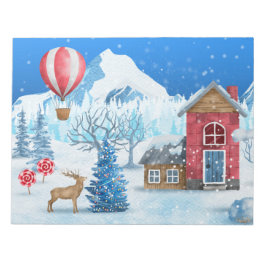 Bloco De Notas Cozy Cottage In Winter Wonderland