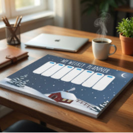 Bloco De Notas Cozy Winter Cabin Notepad | Snowy Night Stationery