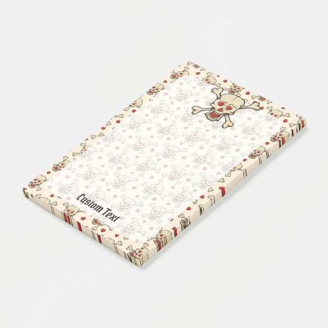 Bloco De Notas Crânio com Corações (Inclinado)