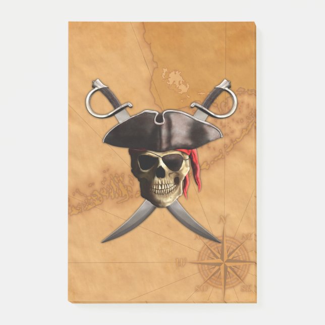 Bloco De Notas Crânio e espadas do pirata (Frente)