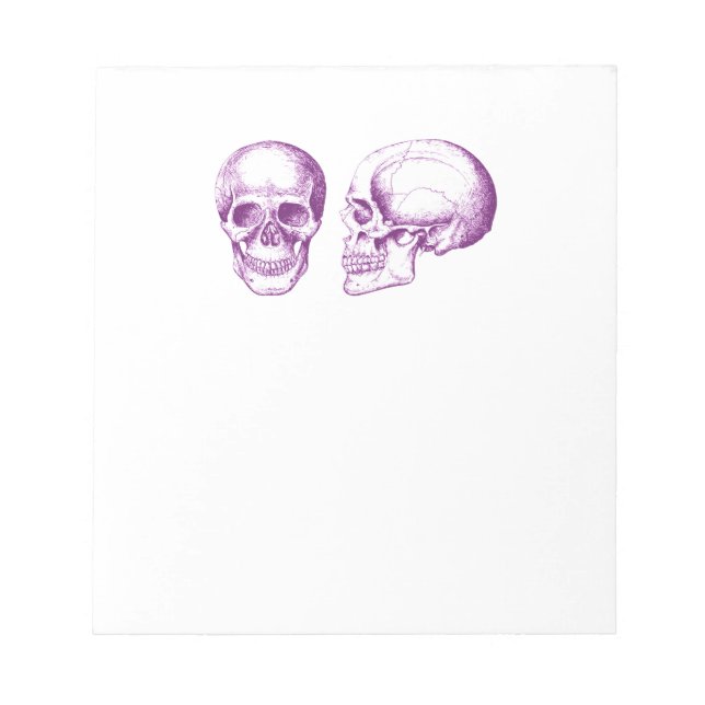 Bloco De Notas Crânio humano do lado frontal roxo (Frente)