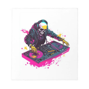 Bloco De Notas Crânio Rave � Esqueleto de Festa EDM DJ