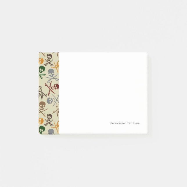 Bloco De Notas Crânios Piratas com Espadas Cruzadas (Frente)