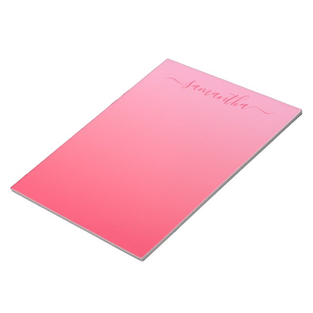 Bloco De Notas Cravo Rosa Fuchsia Gradiente Feminino Assinatura (Inclinado)