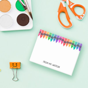 Bloco De Notas Crayons Coloridos Nota Do Professor