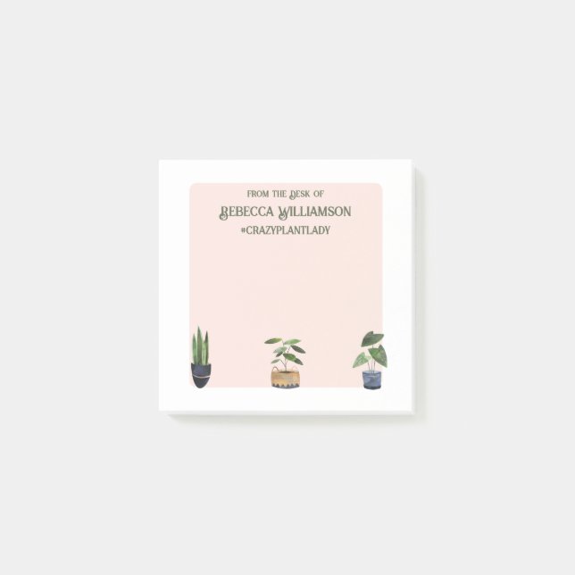 Bloco De Notas #crazyplantlady  Da Mesa de Papelaria Personalizad (Frente)