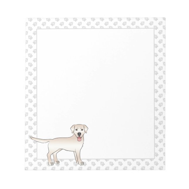 Bloco De Notas Cream Labrador Retriever Cartoon Cão e patas (Frente)