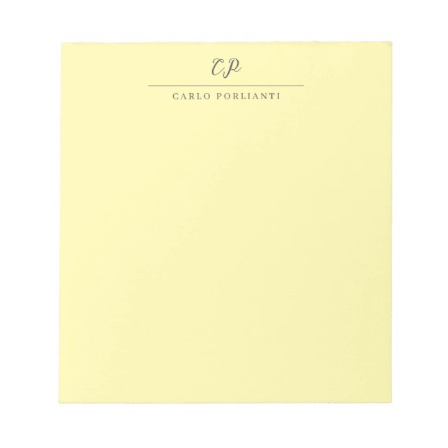 Bloco De Notas Creme Caligrafia Monogramada Moderna Nome Simples (Frente)