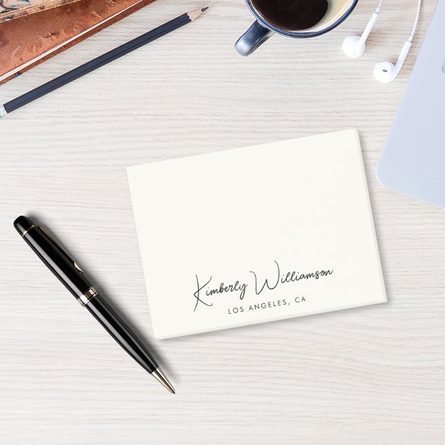 Bloco De Notas Creme de Script de Assinatura Chic (Criador carregado)