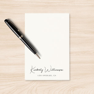 Bloco De Notas Creme de Script de Assinatura Chic