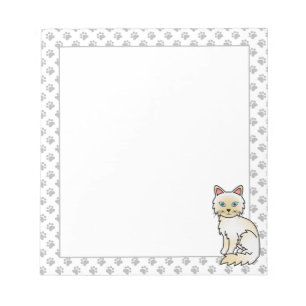 Bloco De Notas Creme Point Birman / Ragdoll Cute Cat & Paws