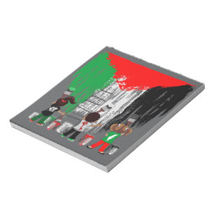Bloco De Notas Crianças de Gaza Pintando a Bandeira da Palestina