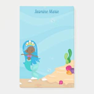 Bloco De Notas Crianças Personalizadas Da Sereia Afro-Americana