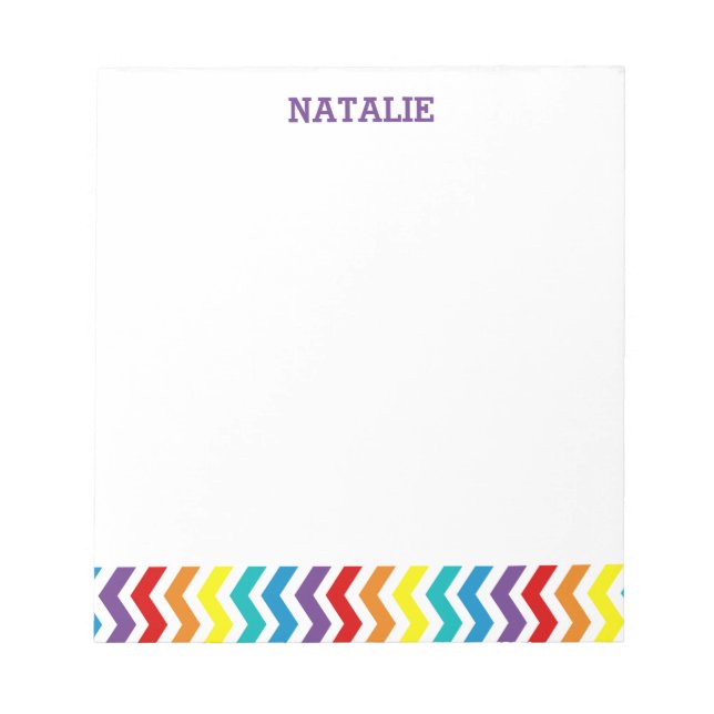 Bloco De Notas Crianças Personalizadas Rainbow Chevron Moderno Fe (Frente)