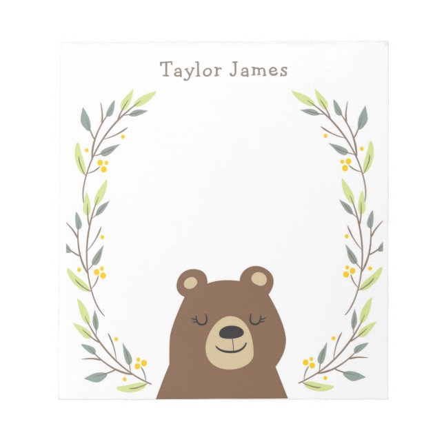 Bloco De Notas Crianças: Urso de Madeira Notepad (Frente)