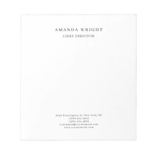 Bloco De Notas Criativo Simples Branco Atraente Elegante