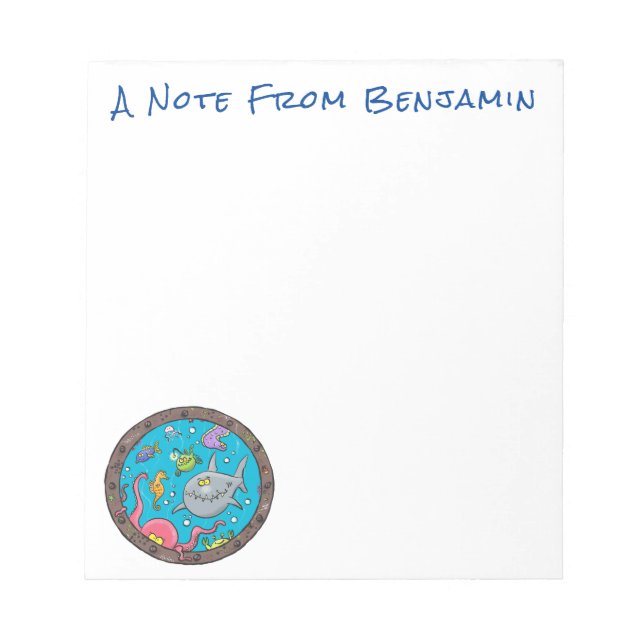 Bloco De Notas Criaturas marinhas engraçadas desenho de desenhos  (Frente)