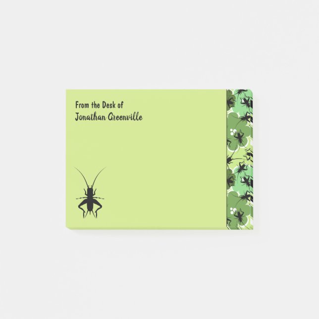 Bloco De Notas Cricket Floral Padrão Verde Preto Personalizado (Frente)