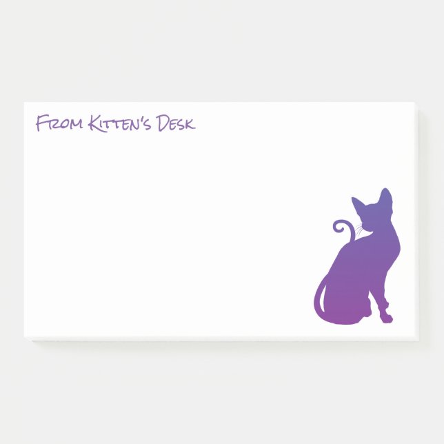 Bloco De Notas Crie Sua Própria Silhueta de Gato Roxo (Frente)