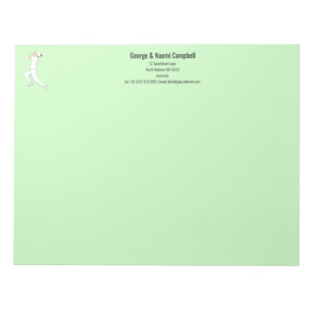 Bloco De Notas Críquete (Frente)