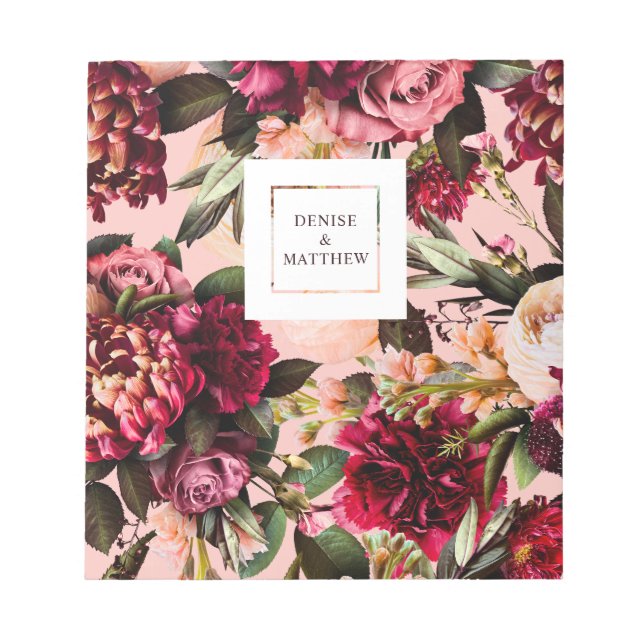 Bloco De Notas Crisântemo Romântico sobre Rosa Teia de Aranha (Frente)