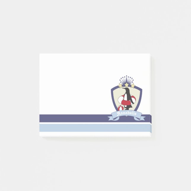 Bloco De Notas Crista do Clube de Natação Pinguim de Desenho Anim (Frente)