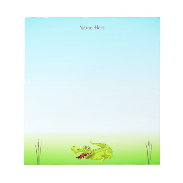 Bloco De Notas Crocodilo Fofo em Azul Claro (Frente)
