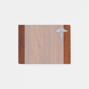 Bloco De Notas Cromo Como Caduceus Símbolo Médico Decor Mahogan