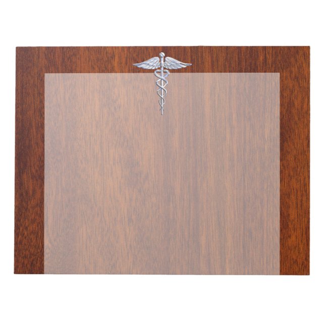 Bloco De Notas Cromo Como Caduceus Símbolo Médico Mahogany Brown (Frente)
