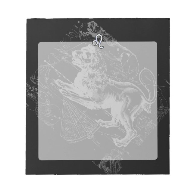Bloco De Notas Cromo Como Leo Zodiac Constelação Mapa Hevelius (Frente)