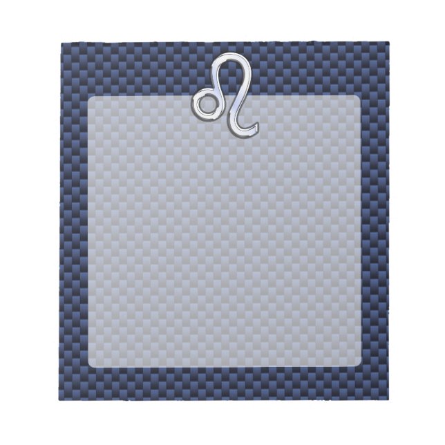 Bloco De Notas Cromo Como Leo Zodiac Sinal Fibra Azul De Carbono (Frente)