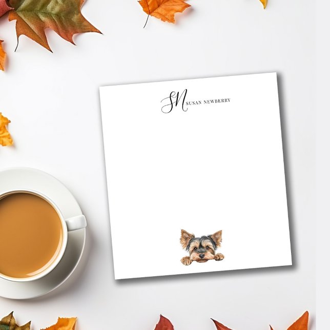 Bloco De Notas Crote Watercolor Peeking Yorkie Personalizado (Criador carregado)