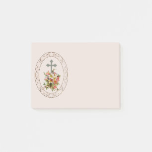 Bloco De Notas Cruz cristã floral