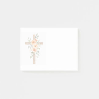 Bloco de Notas Cruz da Fé Cristã com Flores Laranj