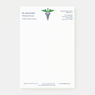 Bloco De Notas Cruz das Asas Verdes do Na moda Médico Azul Caduce